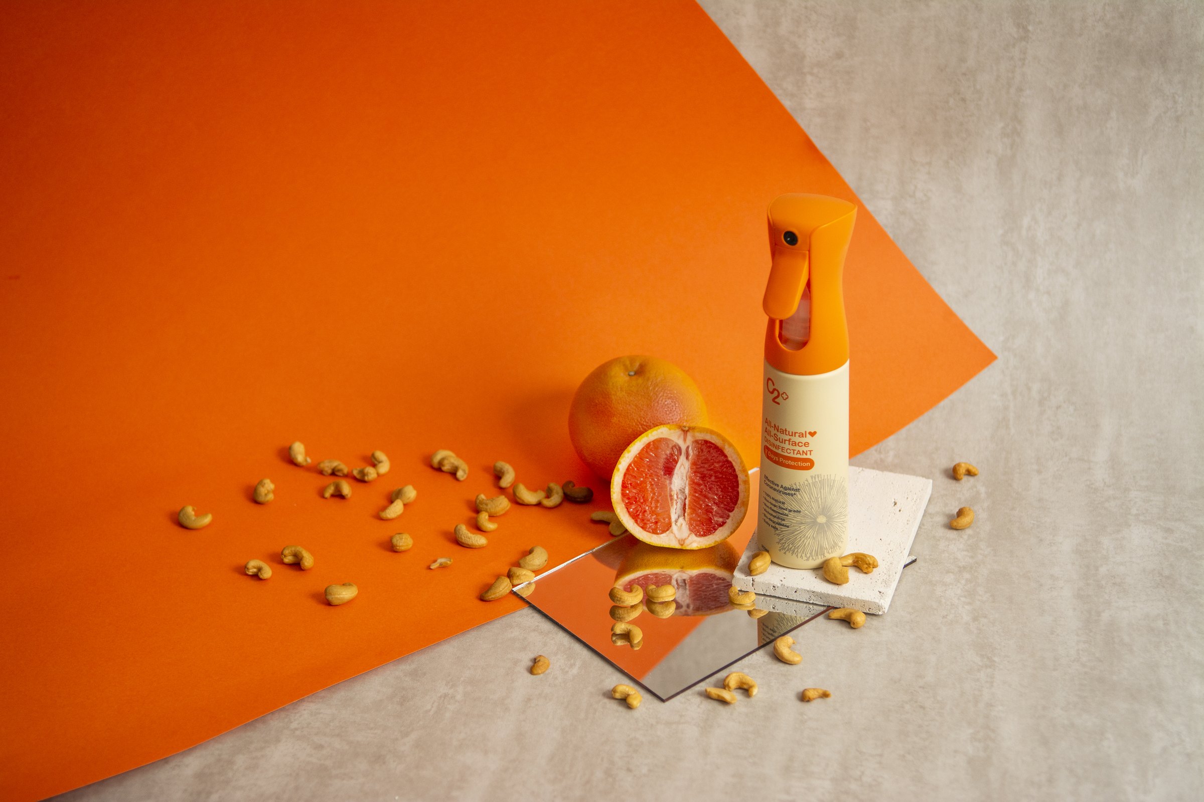 C2 Plus product art direction in orange